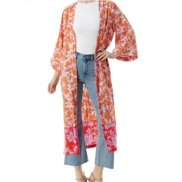 Jessica Simpson Tops - NWT JESSICA SIMPSON FLORAL KIMONO PINK AND ORANGE BOHO